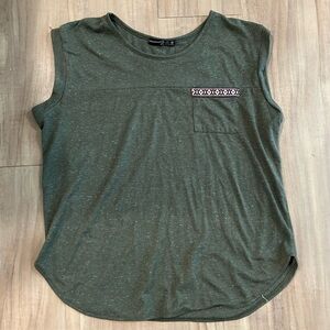 Atmosphere Forest Green Muscle Tee with Geometric Pocket